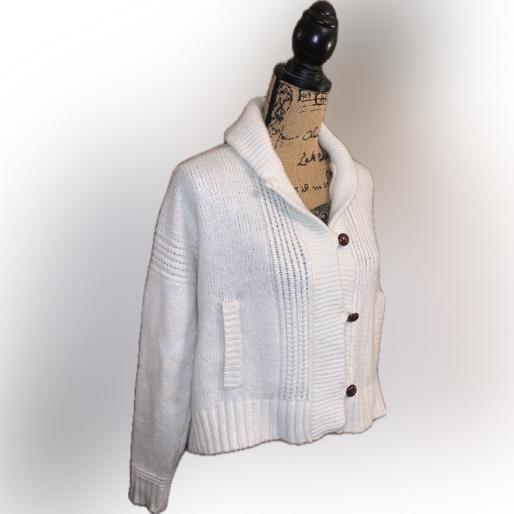Madewell Oversized Shawl Collar Alpaca Wool Blend Knit Cream Grandpa Cardigan S